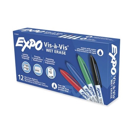 Newell Brands Marker, Wet-Erase, Expo, Fine Point, 12/DZ, AST 2134347